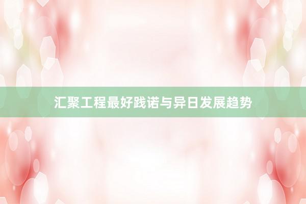 汇聚工程最好践诺与异日发展趋势