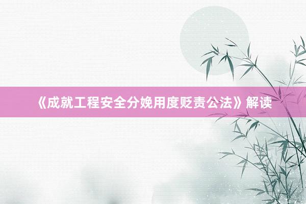 《成就工程安全分娩用度贬责公法》解读