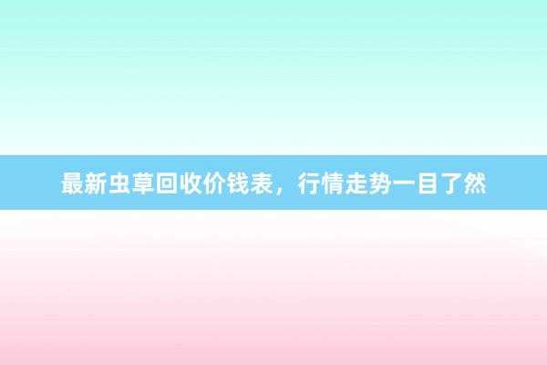 最新虫草回收价钱表，行情走势一目了然