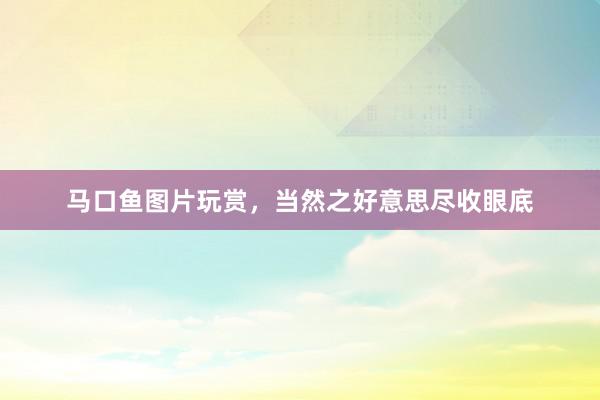 马口鱼图片玩赏，当然之好意思尽收眼底